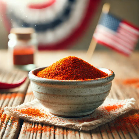 American Fire Blend en cuenco de cerámica, condimento picante y ahumado estilo americano