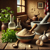 Condimento Allioli Savourshop, mezcla mediterránea para preparar allioli instantáneo con sabor tradicional.”